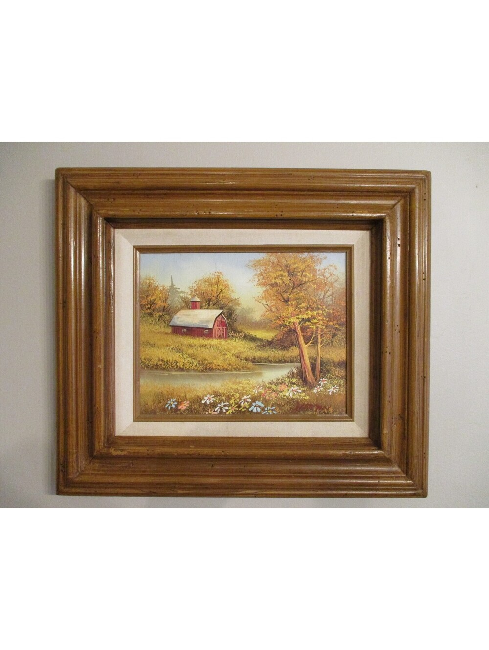 Vintage Phillip Cantrell Autumn Barn Oil Painting Framed 1981 Country Art 12x16